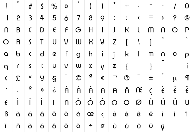 Expressa-Serial DB Regular font glyphpreview