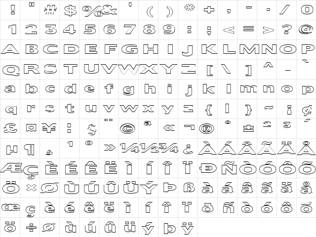 FZ BASIC 55 HOLLOW EX Normal font glyphpreview