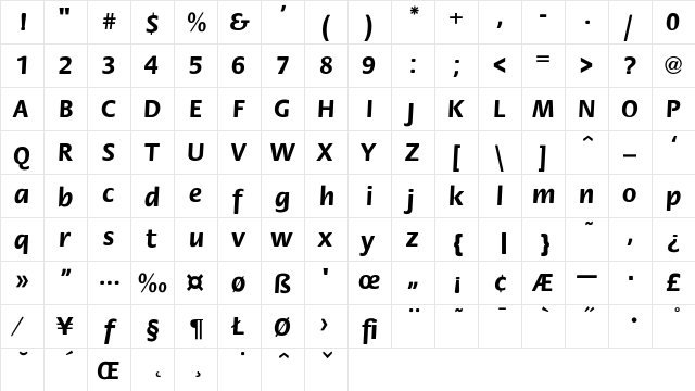 Sylvan-Bold Regular font glyphpreview