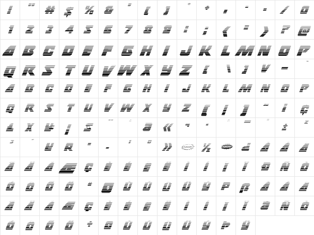 Thunderstrike Gradient Regular font glyphpreview