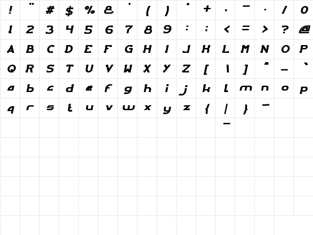 ARCADE Italic font glyphpreview