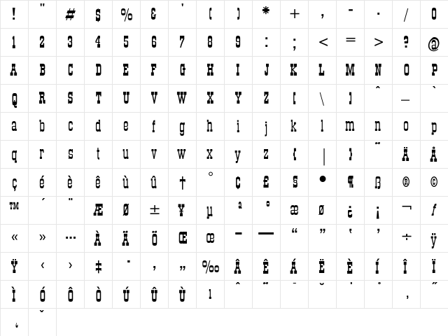 Stagecoach-Plain Regular font glyphpreview