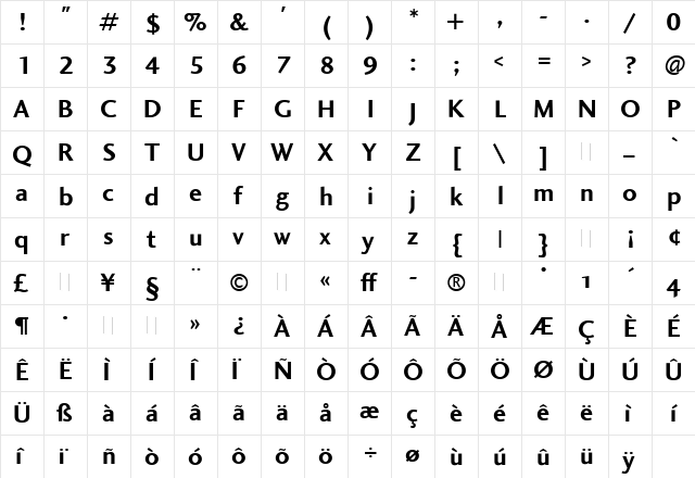 Charlotte Sans Bold Regular font glyphpreview