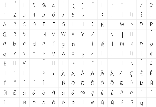 Squire Regular font glyphpreview