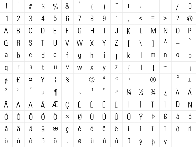 NovaLightCondSSK Regular font glyphpreview