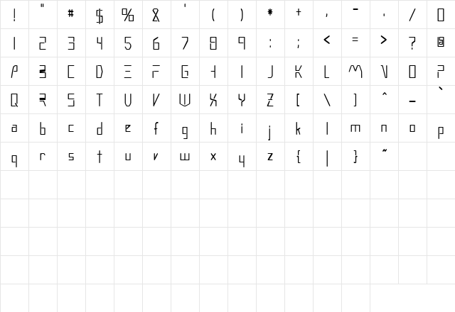 MoonwalkerCondensed Regular font glyphpreview