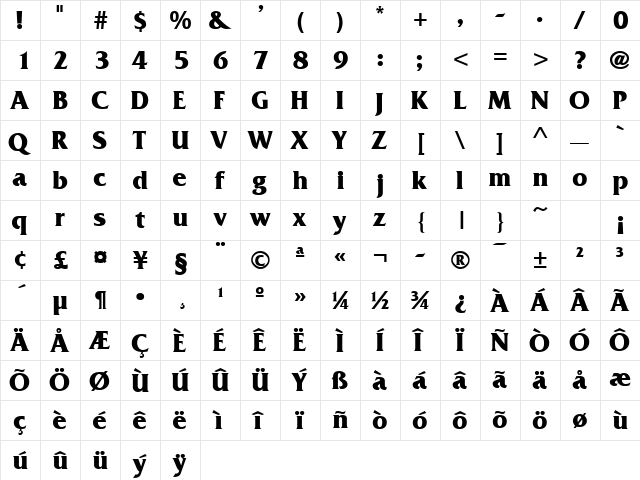 FritzQuad Bold font glyphpreview