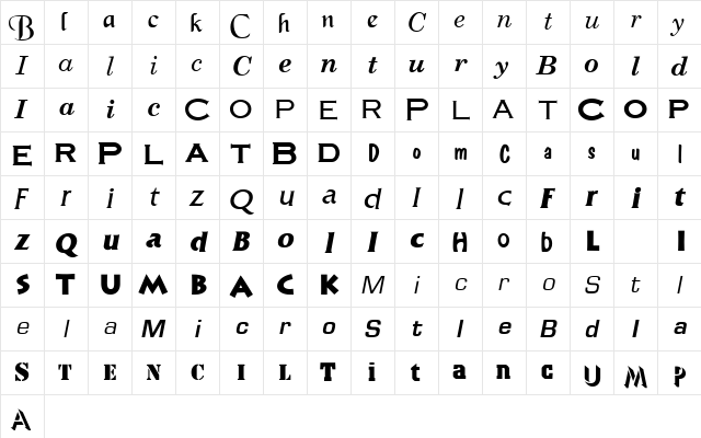 Sample-ESF Normal font glyphpreview