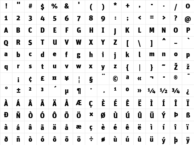 Unit-Black Regular font glyphpreview