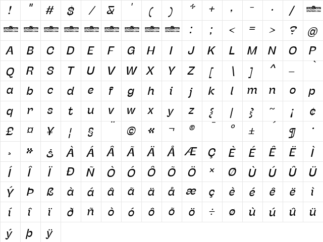 Stinger Trial Italic font glyphpreview