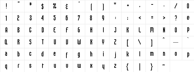 SpreadTall Regular font glyphpreview