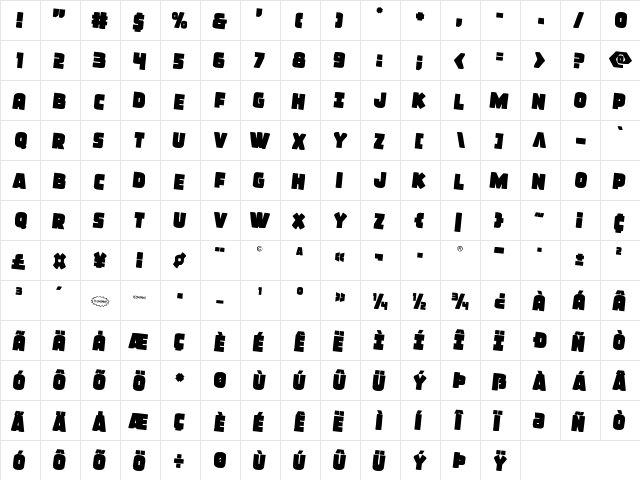 Frost Giant Rotated 2 Regular font glyphpreview