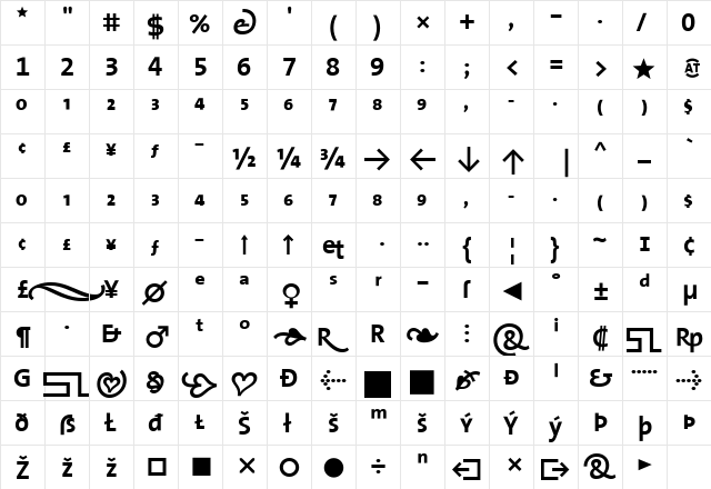TheSans Bold font glyphpreview