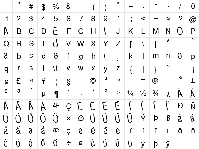 Quick Regular font glyphpreview