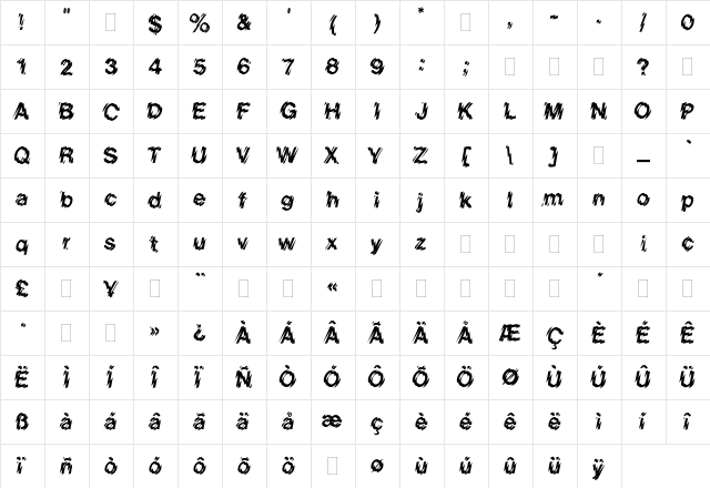 Shatter Plain font glyphpreview