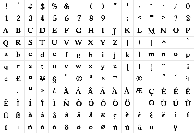 Worcester Bold font glyphpreview