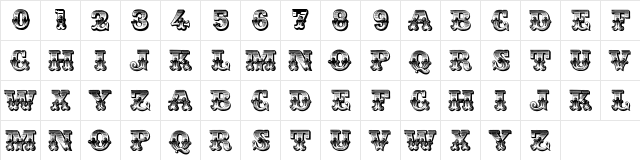 DS Romantiques Regular font glyphpreview