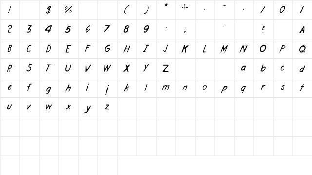 Engineer Hand Regular font glyphpreview