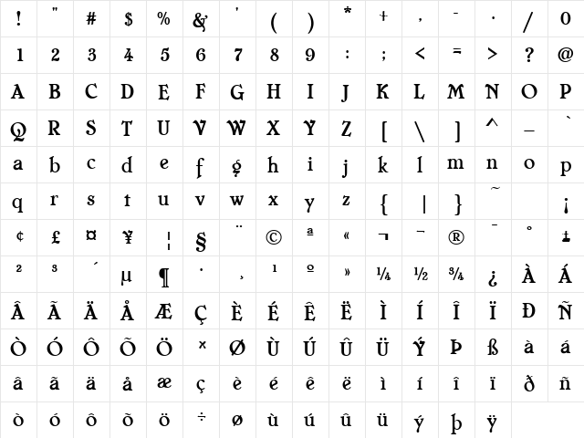 Chatelaine Regular font glyphpreview