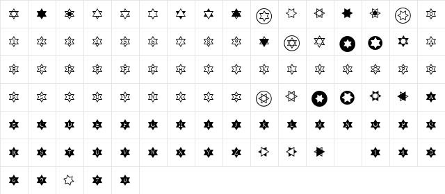 StarsOfDavid Regular font glyphpreview