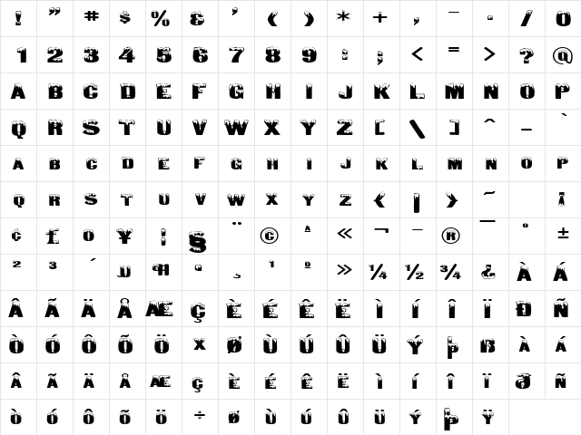 DeepFreezeExtended Regular font glyphpreview