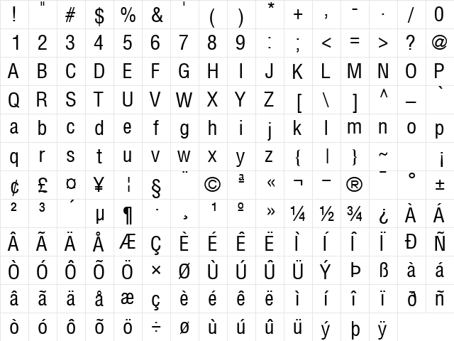 First Regular font glyphpreview