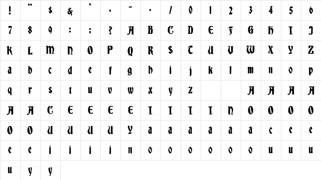 Fuzzy Franklin Regular font glyphpreview