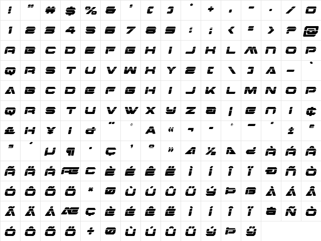 Hyper Viper Laser Semi-Italic Semi-Italic font glyphpreview