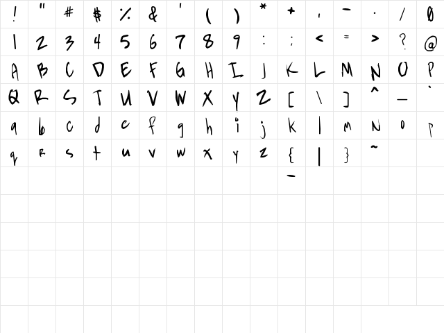slacker Regular font glyphpreview