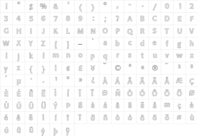 Formata Outline font glyphpreview