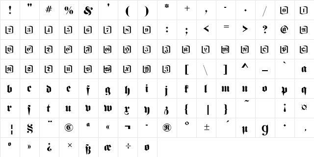 Fette Becker Fraktur Ini Regular font glyphpreview