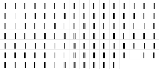 Code128VeryWide Regular font glyphpreview
