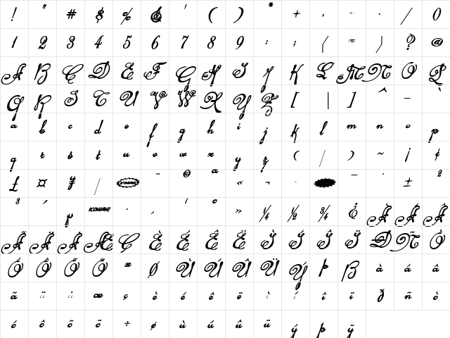 Rhalina Bold Italic Bold Italic font glyphpreview