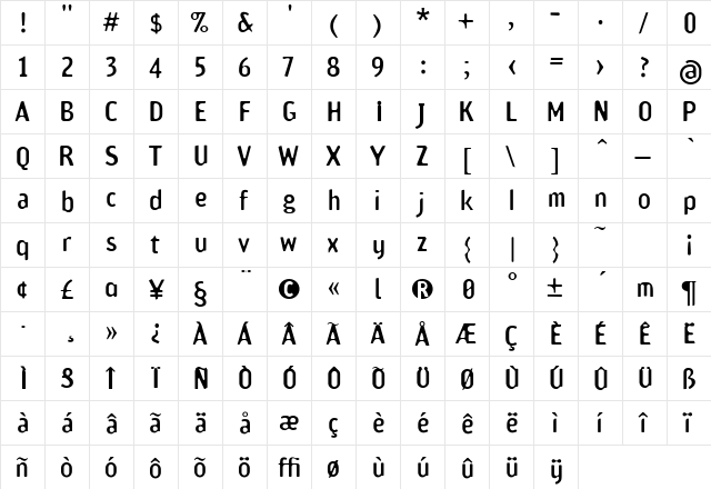 Amoebia Medium font glyphpreview