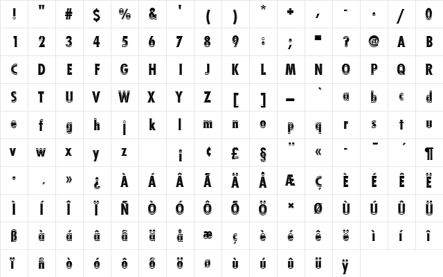 FuturaTBolConIn1 Regular font glyphpreview