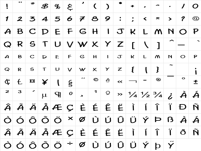 Chasm Extended Normal font glyphpreview