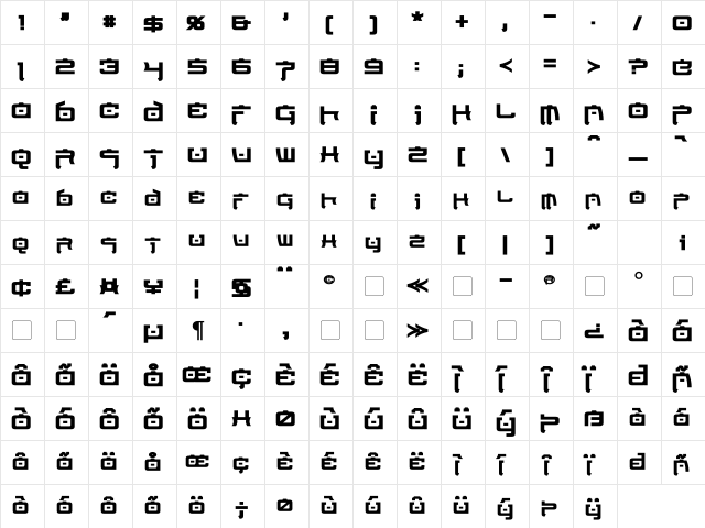 Nippon Tech Bold font glyphpreview