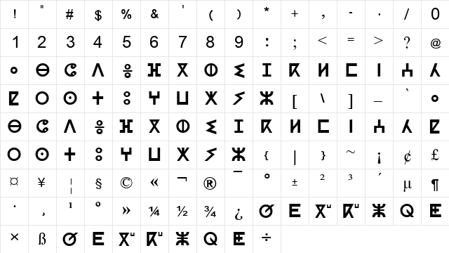 Tifinaghe-izuren Tifinaghe-izuren font glyphpreview