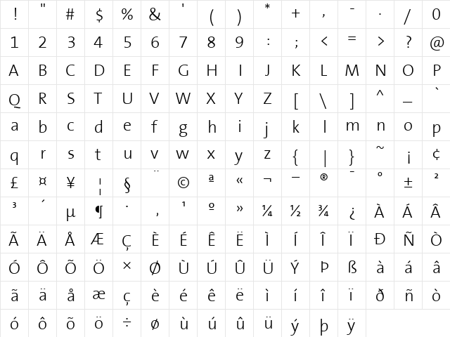 TheSans Regular font glyphpreview