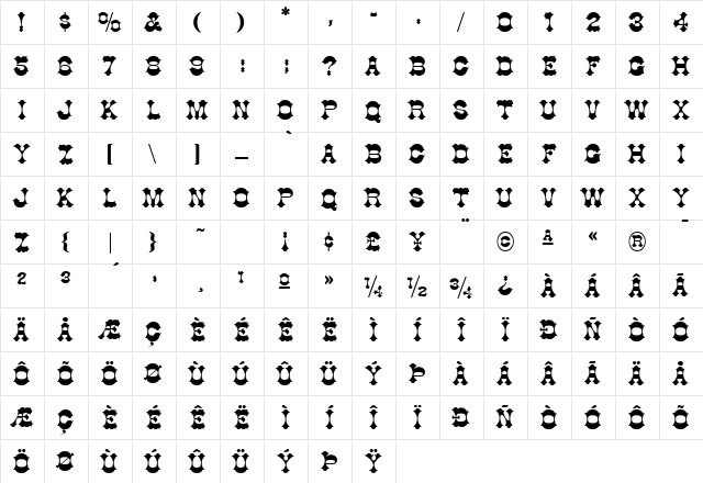 PT Longbranch Normal font glyphpreview