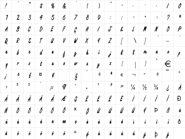 EncinoCondensed Normal font glyphpreview