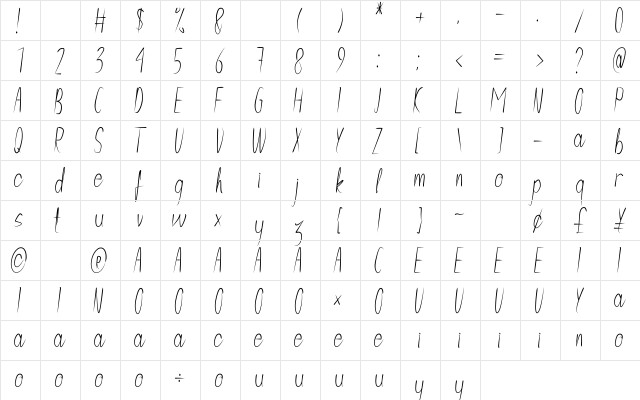Violetta Regular font glyphpreview