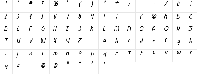 Yoshitoshi Italic font glyphpreview