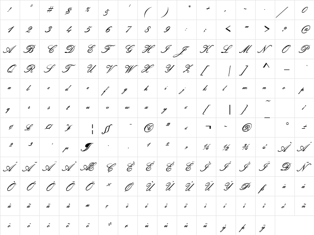 URWPolluxScrNo2D Regular font glyphpreview