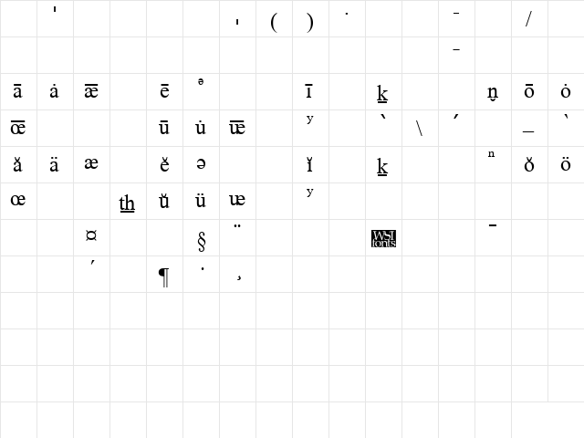 DictionaryTNR Regular font glyphpreview