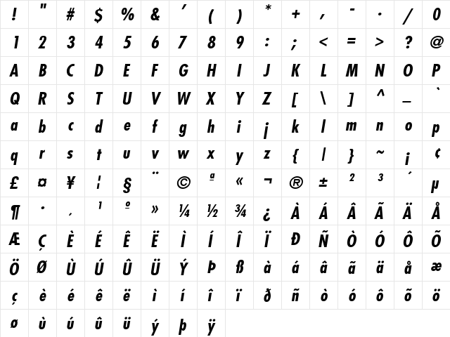 Fujiyama Bold Italic font glyphpreview