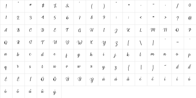 Millenial Script Regular font glyphpreview