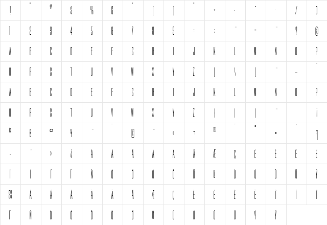 TripleCondensedGothicRR Light Regular font glyphpreview