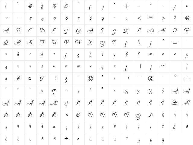UpscaleScriptSSK Regular font glyphpreview