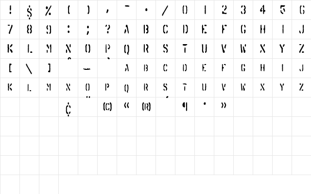 SprayStencilCondensed Regular font glyphpreview